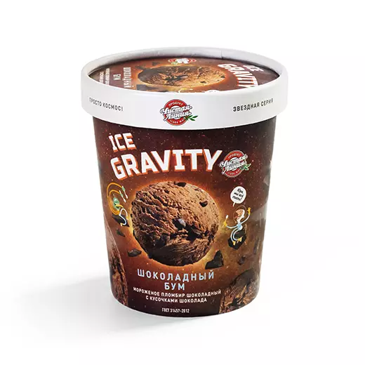 Фото товара Пломбир Ice Gravity «Шоколадный бум», 270г: Пломбир шоколадный с кусочками шоколада: «Чистая Линия»