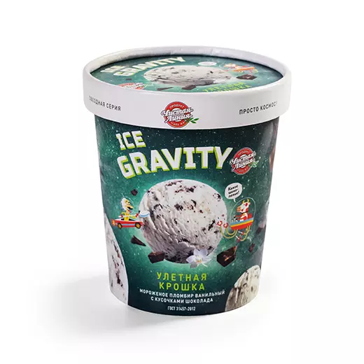 Фото товара Пломбир Ice Gravity «Улетная крошка», 270г: Пломбир ванильный с кусочками шоколада: «Чистая Линия»