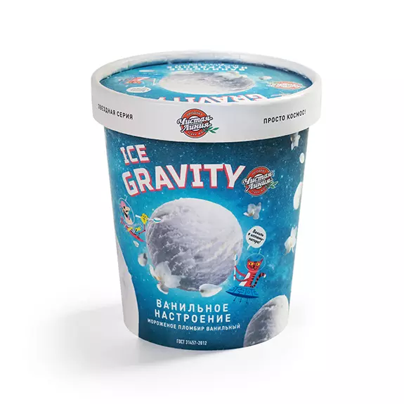 Фото товара Пломбир Ice Gravity «Ванильное настроение», 270г: Пломбир ванильный. Массовая доля молочного жира 12%: «Чистая Линия»