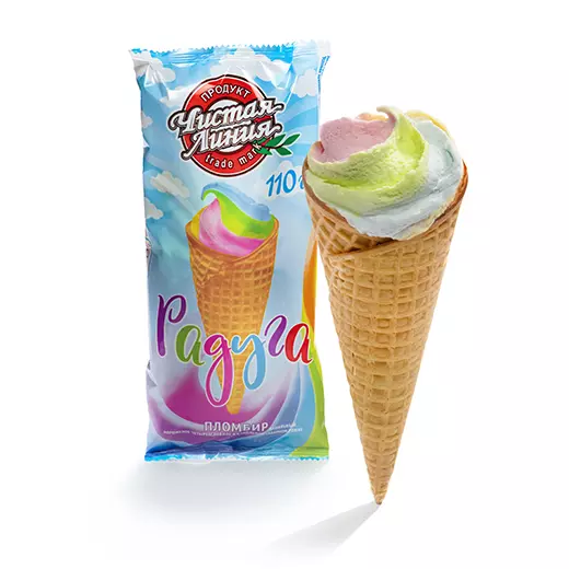 Мороженое рожок ванильный «Радуга», 110г: «Чистая Линия»