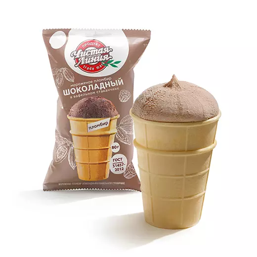 Фото товара Пломбир шоколадный в вафельном стаканчике (флоупак), 80г: null: «Чистая Линия»