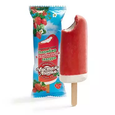 Пломбир в клубничной глазури, 70г