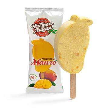 Пломбир «Манго» с пюре и кусочками манго, 70г