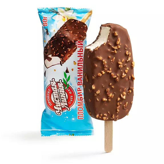 Фото товара Пломбир в шоколадной глазури с арахисом, 80г: null: «Чистая Линия»