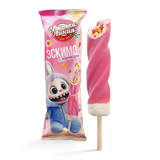 Фото товара Пломбир «Спиролло» с рисовыми шариками в малиновой глазури, 70г: null: «Чистая Линия»