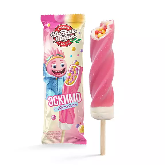 Фото товара Пломбир «Спиролло» с рисовыми шариками в малиновой глазури, 70г: null: «Чистая Линия»