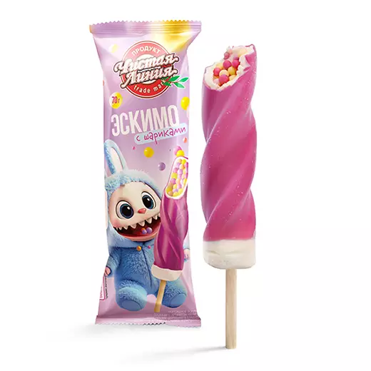 Фото товара Пломбир «Спиролло» с рисовыми шариками в гранатовой глазури, 70г: null: «Чистая Линия»