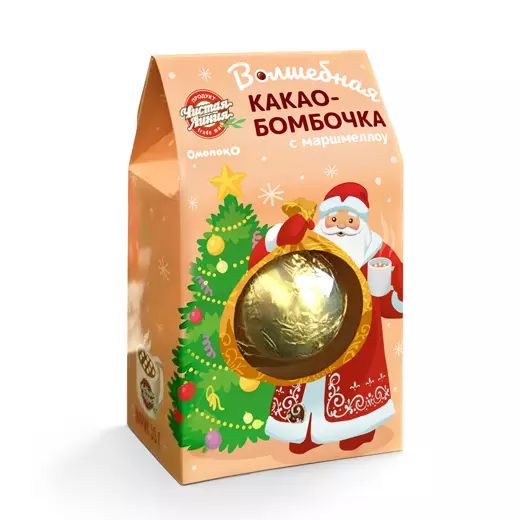 Фото товара «Волшебная КАКАО-БОМБОЧКА с маршмеллоу»: Фигурный молочный шоколад с начинкой для приготовления какао: «Чистая Линия»