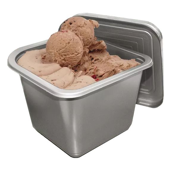 Фото товара «Шварцвальдская вишня» 1кг: Пломбир шоколадный с кусочками шоколадного печенья и ромовой вишней: «Чистая Линия»