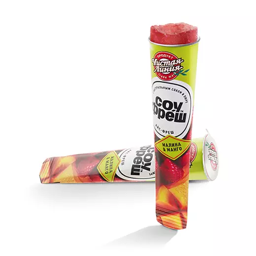 Фото товара Сорбет СОУ ФРЕШ «Малина&Манго», 98г: Фруктово-ягодный замороженный десерт из манго и малины: «Чистая Линия»